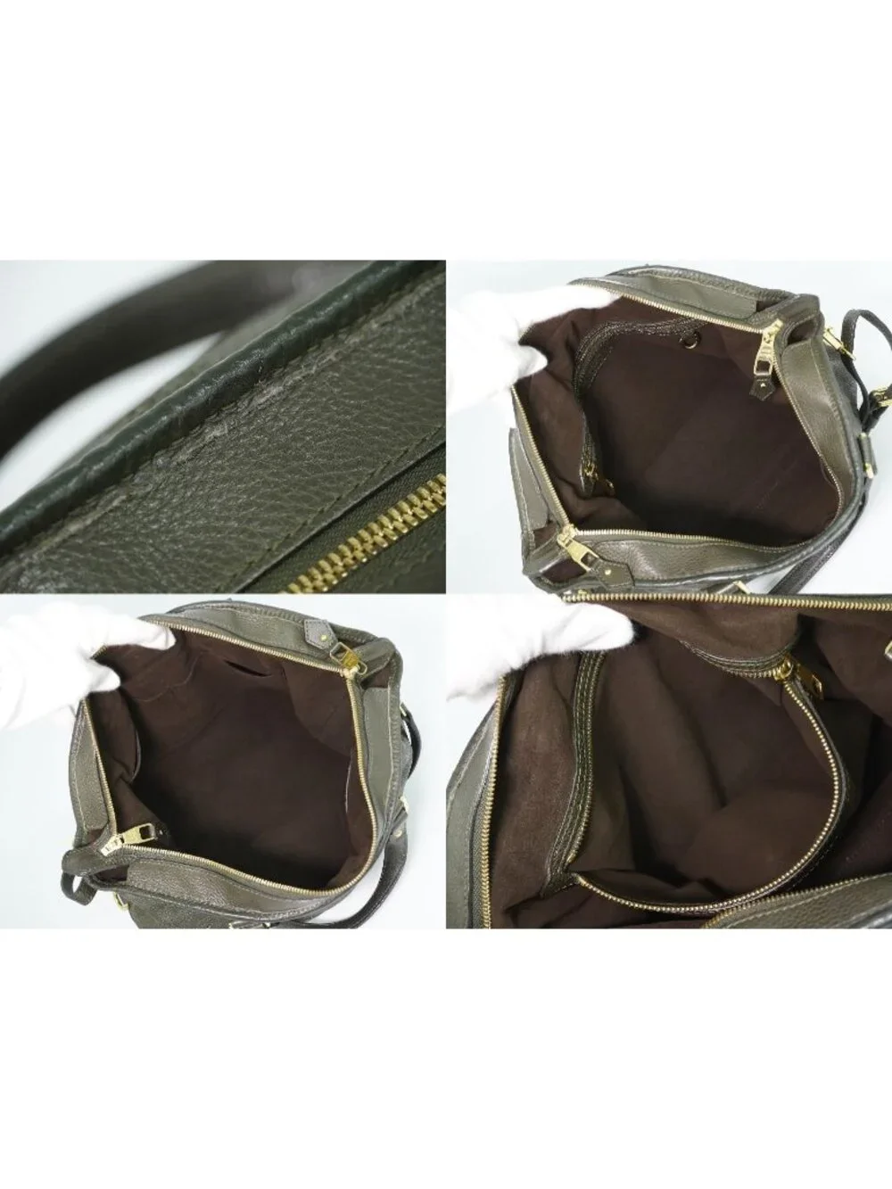 Louis Vuitton LV Stella PM Mahina Leather 2-Way Shoulder Bag Emroad Khaki